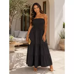 VESTIDO TOMARA QUE CAIA COM LASTEX LONGO SAIA TRES MARIA