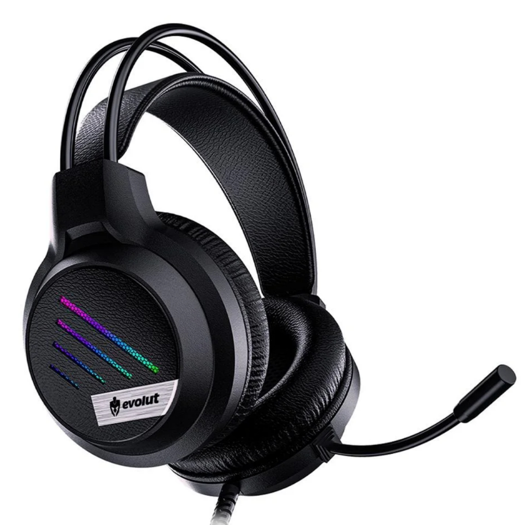 Headset Gamer Fone de Ouvido com Microfone Estéreo Flexível fio P2 e Adaptador P3 Haste Ajustável