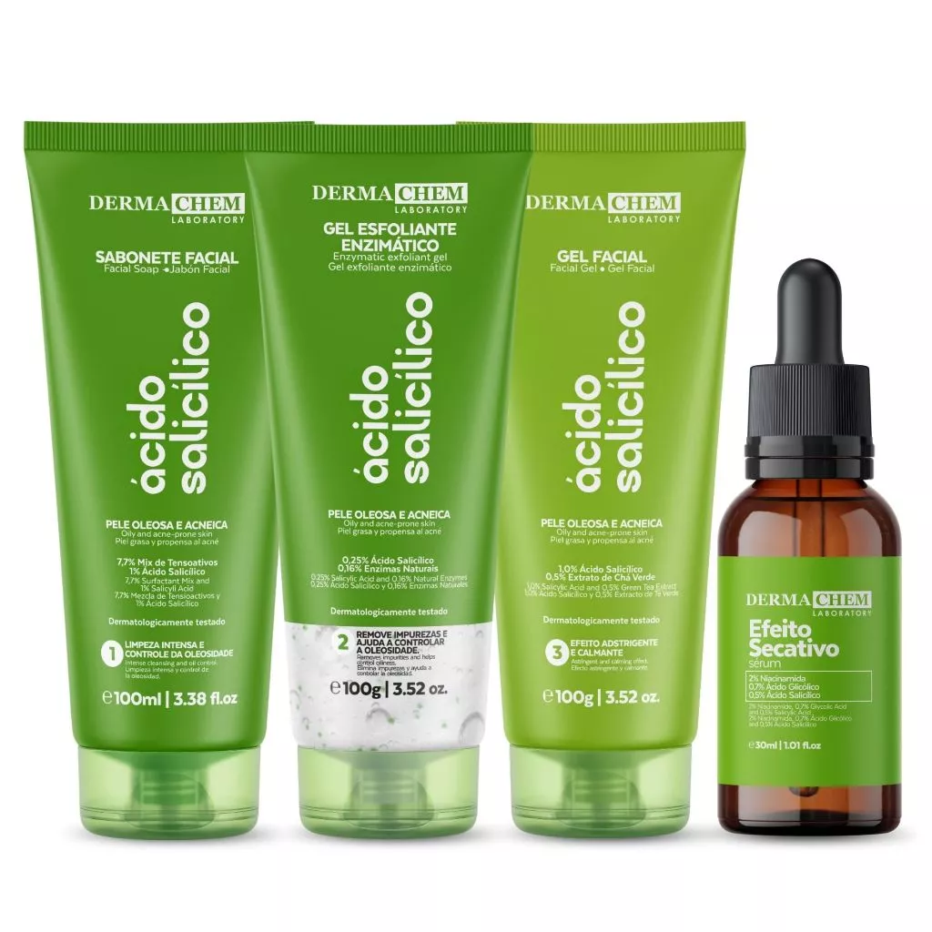 Kit Skin Care Dermachem Pele Oleosa e Antiacne Ácido Salicílico Sabonete Gel Sérum Secativo — imagem 1