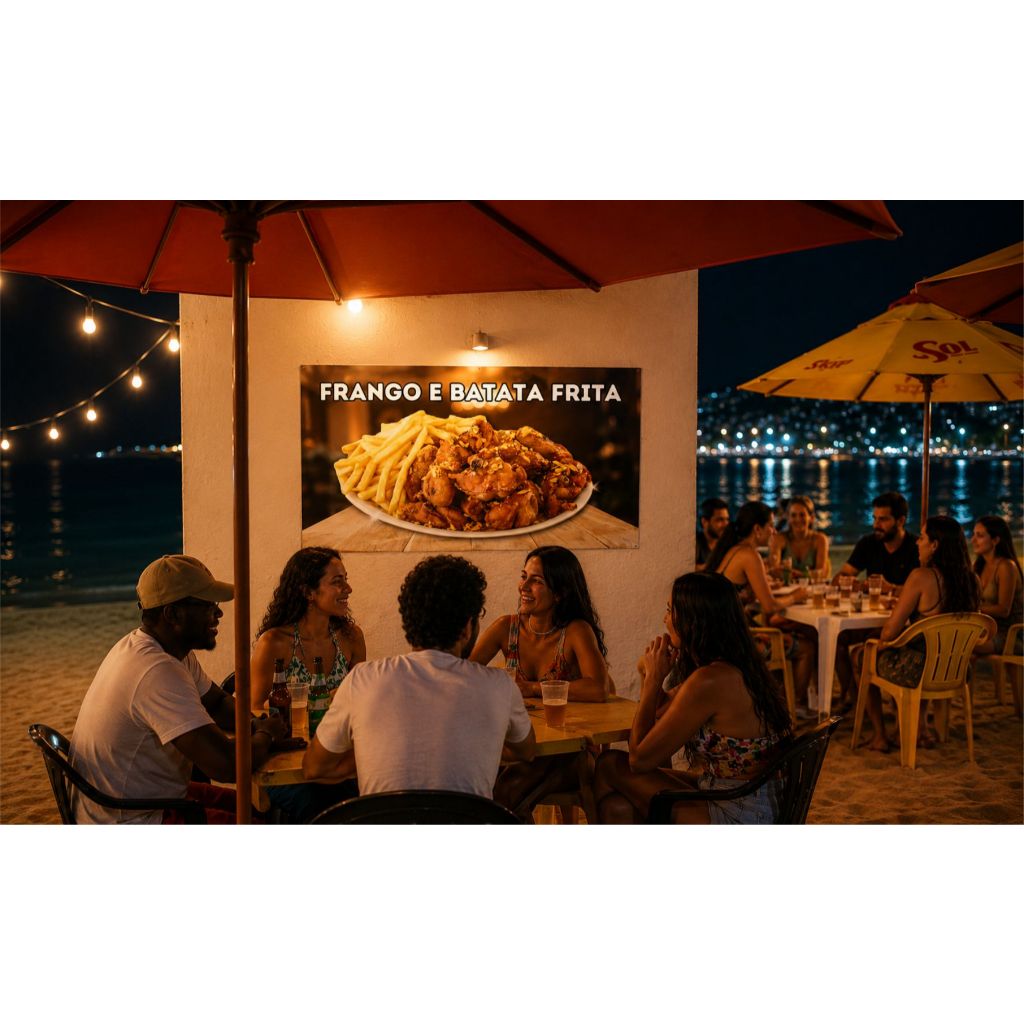 Painel Adesivo Porção Frango à Passarinho Com Frito Batata Frita Decoração Parede Lanchonete