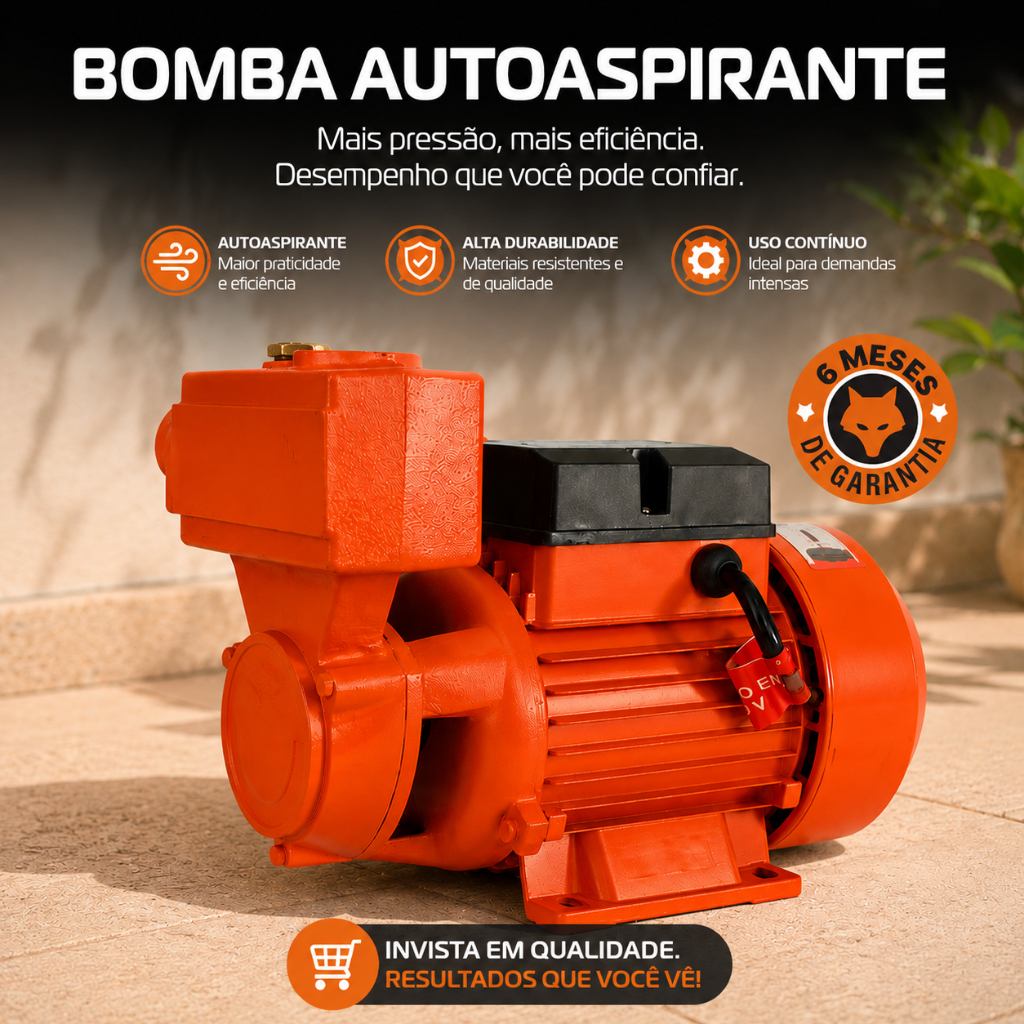 Bomba Autoaspirante 1/2CV Bomba Bivolt Autoaspirante Bomba Sucção Bomba Silenciosa Autoaspirante