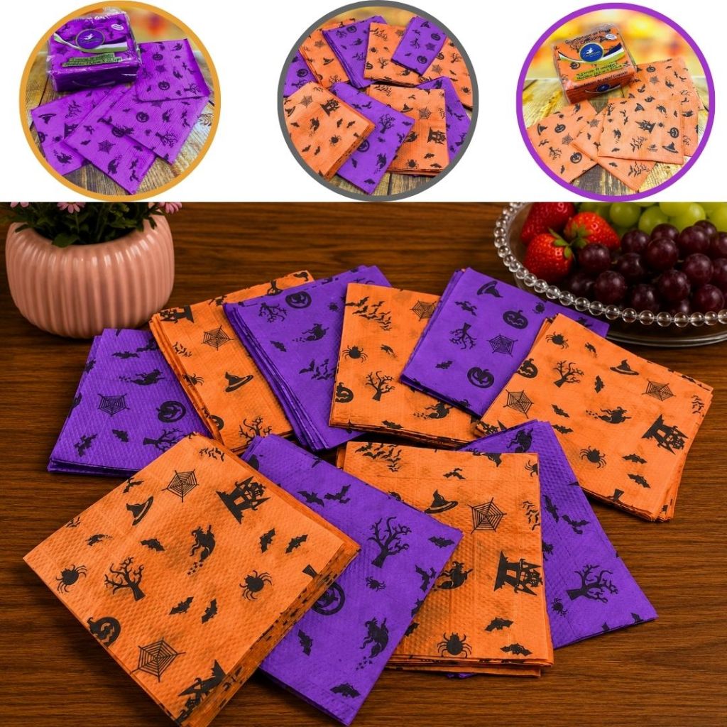 100 GUARDANAPOS HALLOWEEN MISTOS FESTA 19,5 X 22,5