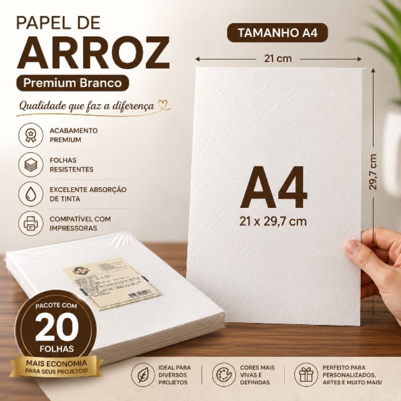 20 folhas papel arroz comestível Premium branco bolo confeitaria  comestivel