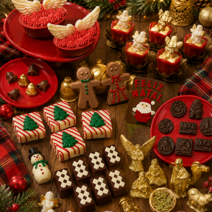forma para chocolate BWB simples linha natal natalinos papai Noel 22 modelos a escolha (CHOCO)
