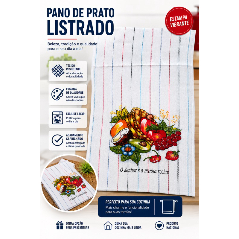 Kit 10 Pano de Prato Listrado 100% Algodão 44x65 Tecido Levede Tear Pano de Cozinha Pano de Copa Para Louça Absorvente