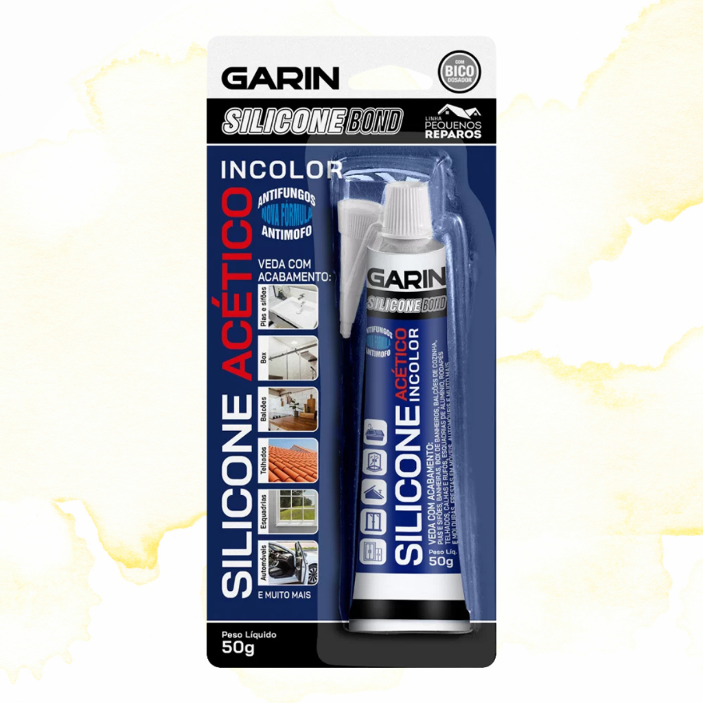 Silicone Acético Incolor - Vedação Box Pia Telhado Esquadria Auto - Garin 50g