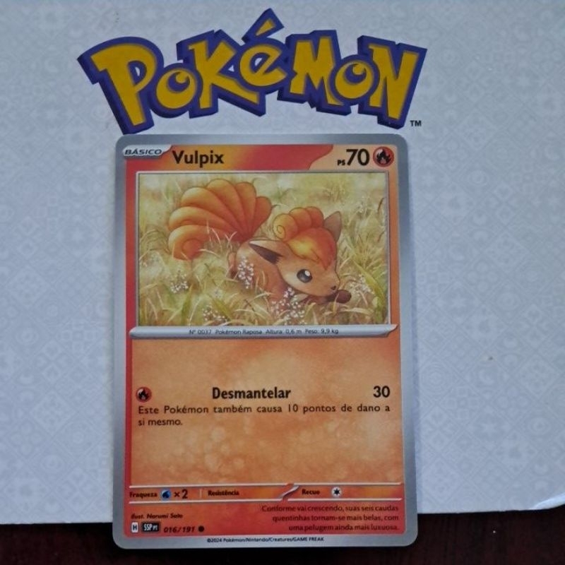 Carta Card Pokémon Vulpix Fagulhas Impetuosas