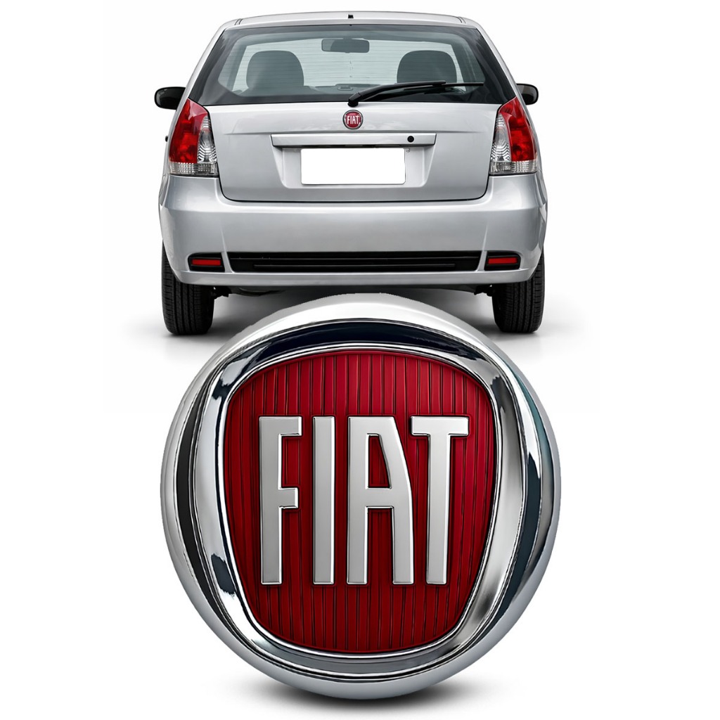 Emblema Logo Traseiro Fiat Uno Palio Stilo 2008 a 2012 Vermelho Porta Mala