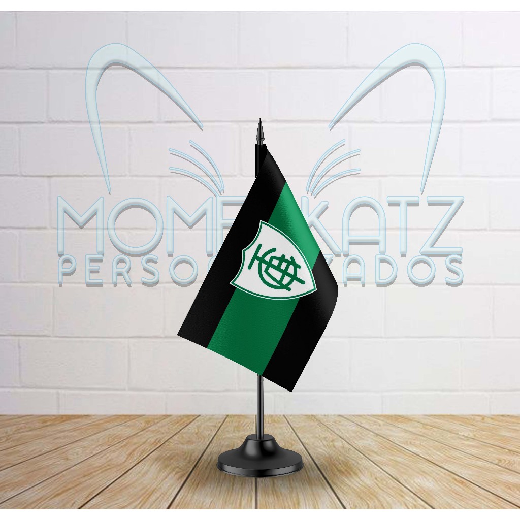 Mini Bandeirinha de Mesa América Mineiro 20x12cm | Personalizada | Haste 28cm | Estampa em Sublimação