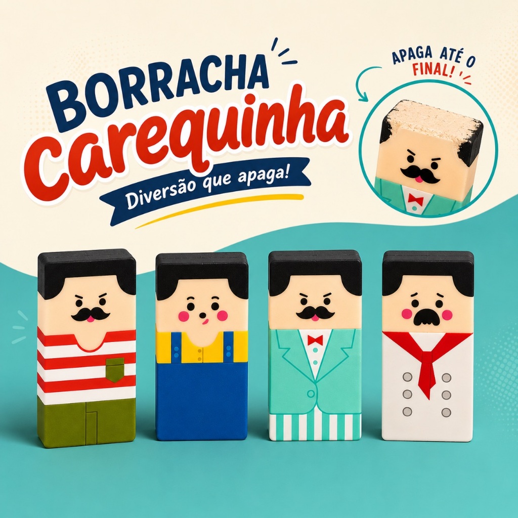 Borracha Carequinha Apaga Fica Careca Rafinho Calvo Criativa Divertida Papelaria Fofa Material Escolar Escritório Kawaii