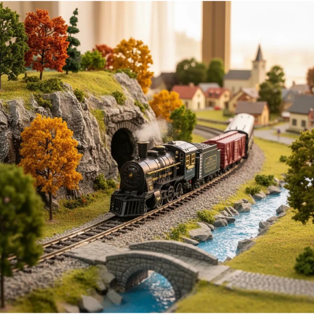 Trem Locomotiva 19 PÇ Ferrorama Luz Som Solta Fumaça Trenzinho Galindo Toys Presente Menino