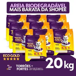 Kit 10 Areia Biodegradável Milho e Mandioca para Gatos Cat Bio Eco Gold Grãos Grossos MyPetOne - 20kg