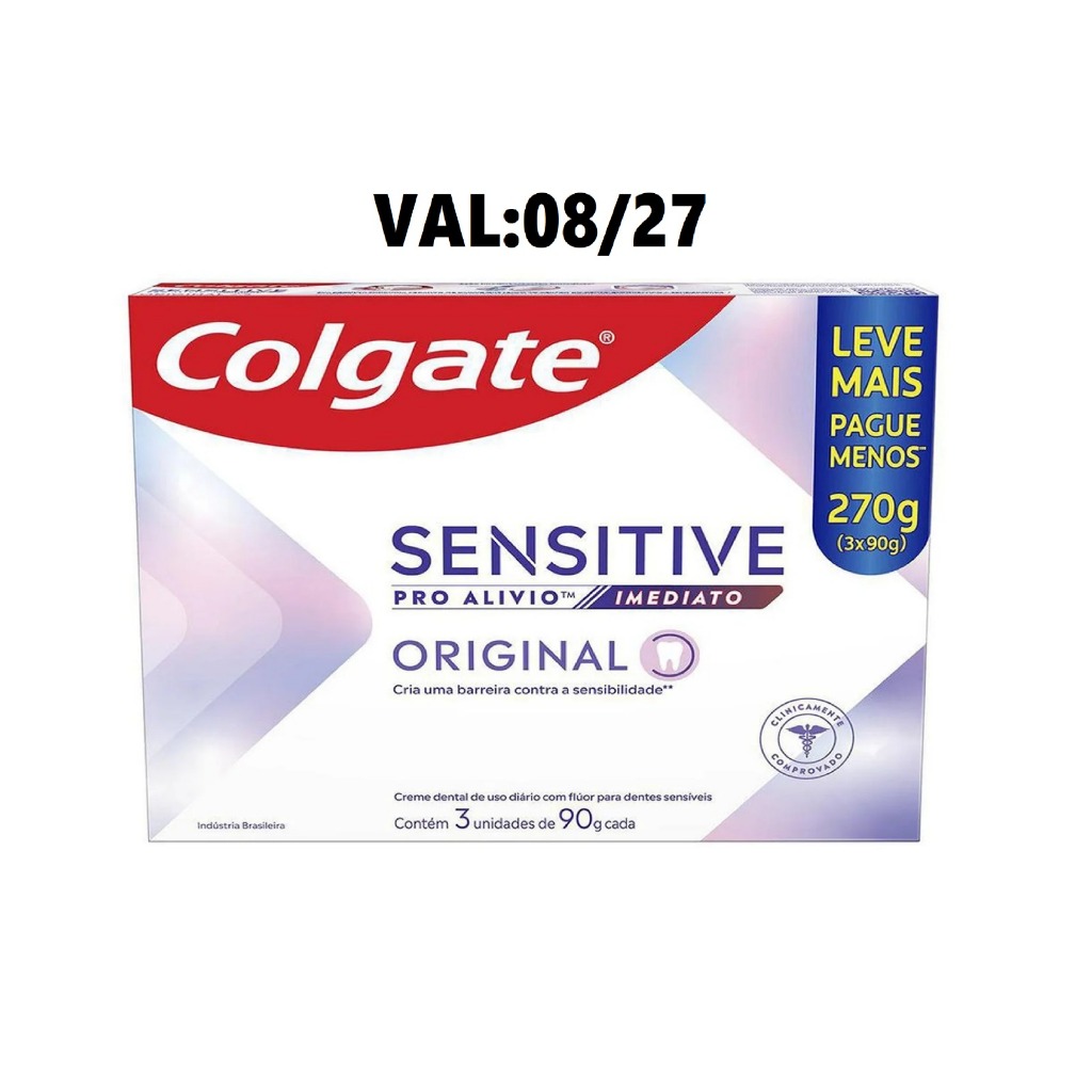 Creme Dental Colgate Sensitive Pró-Alívio Imediato Original 90g - Embalagem com 3 Unidades(042984)