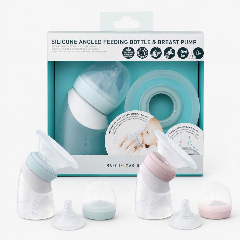 Extrator De Leite E Mamadeira Angulado Bicos Marcus & Marcus Silicone Angled Feeding Bottle