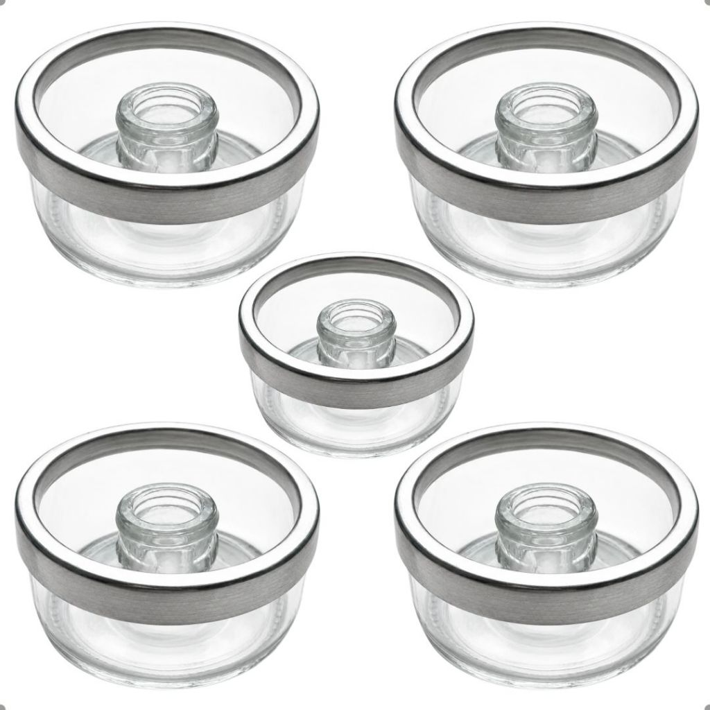Kit C/5 Castiçal De Vidro Para Vela Palito Aro Alumínio Novo Minimalista transparente seguro para vela palito Castiçal