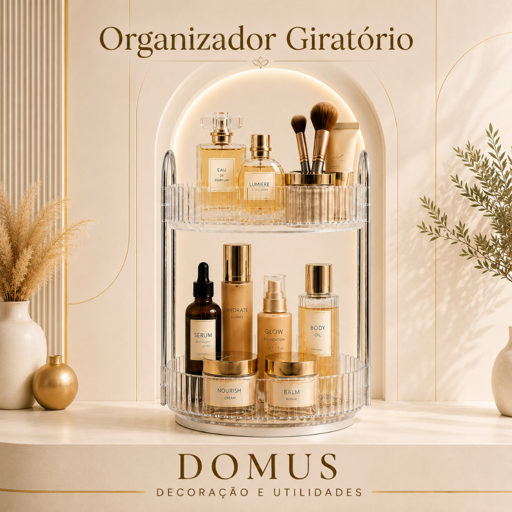 Organizador Porta Maquiagem Perfume Batom Cosmético Rotativo Diamante Acrílico 360º Rotativo
