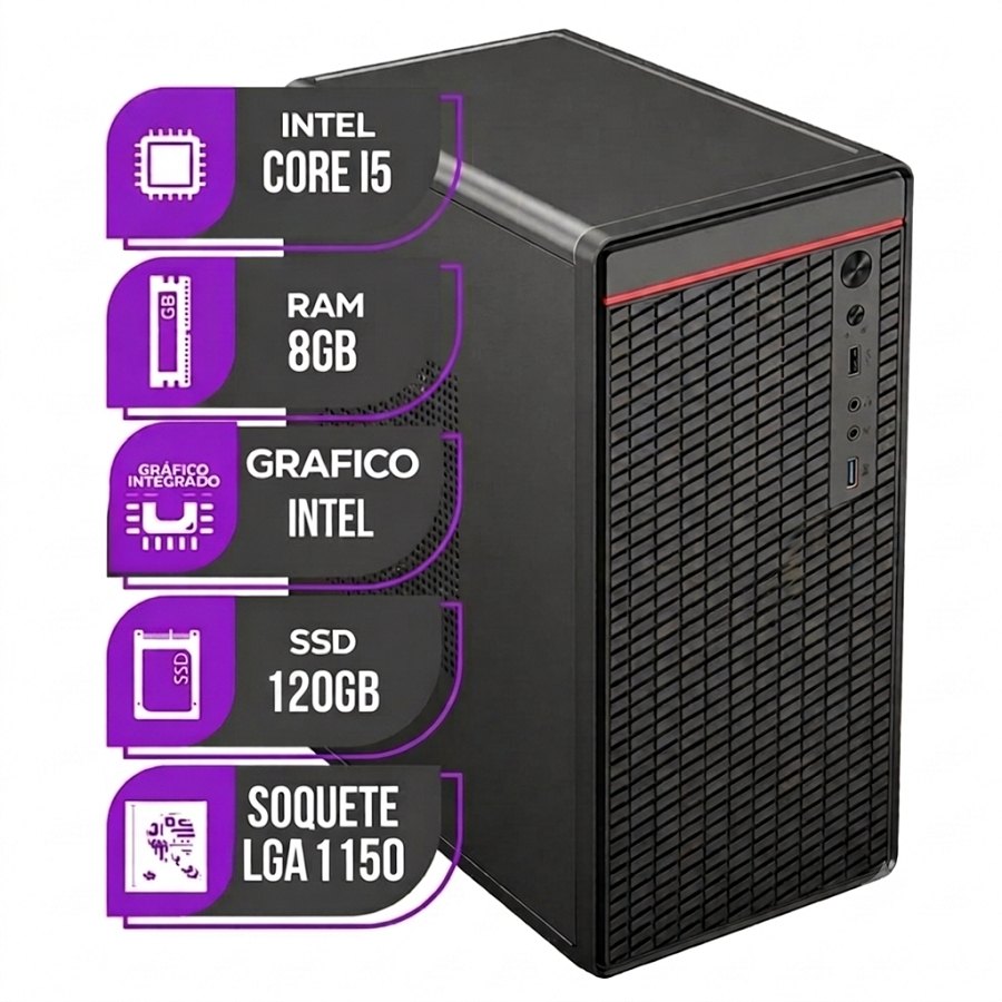 Pc Computador i5 4ª Geração Intel Placa Mãe PC Ware H81 SSD 120 GB Memoria 8GB DDR3