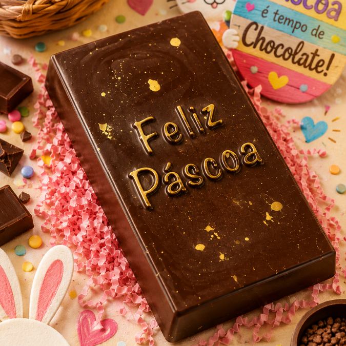 1~5 FORMA ESPECIAL TRAD. ( 3 PARTES) - BARRA FELIZ PÁSCOA C/ SILICONE CÓD.:10565 LANÇAMENTO PÁSCOA (CHOCO)