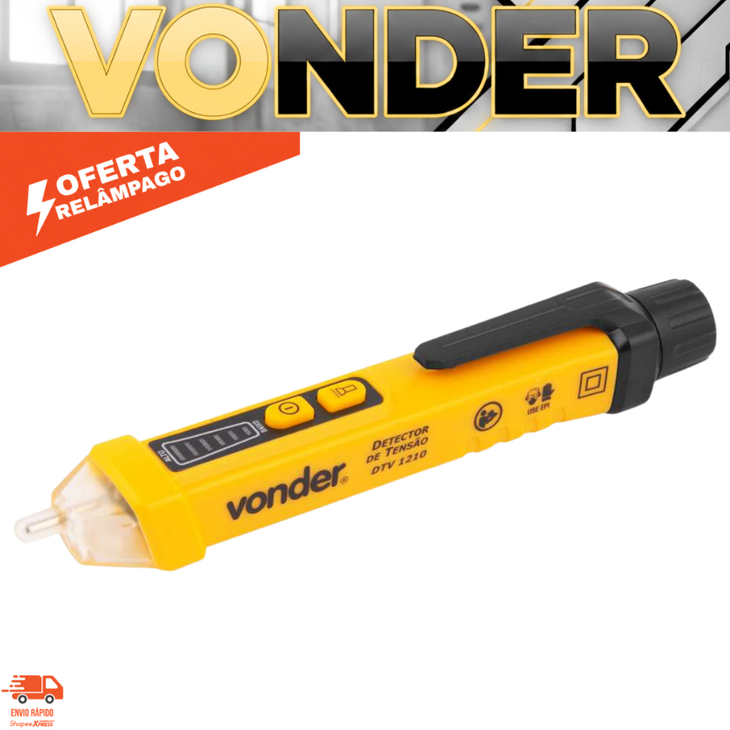 Detector de Tensão Caneta Vonder DTV1210 Eletricista Profissional Vonder Detector