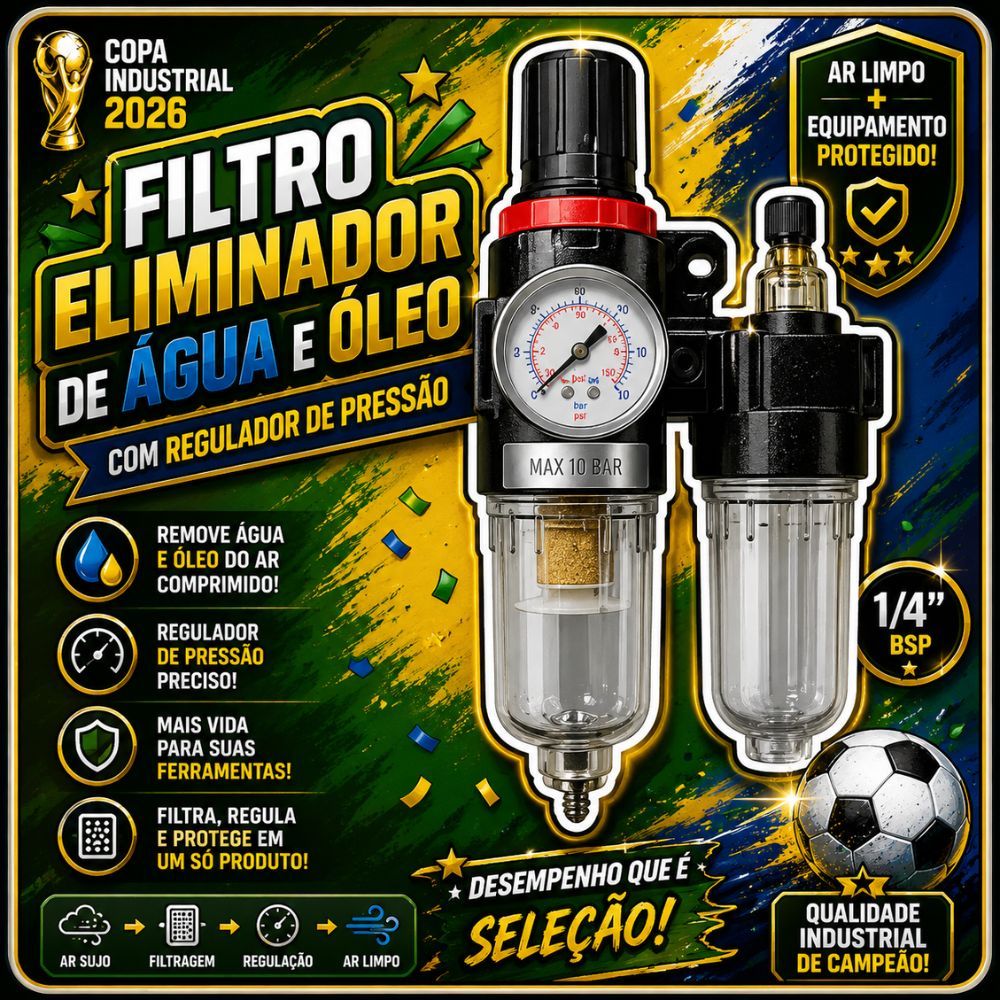 Filtro Lubrifil Regulador Tira Água Lubrifica 1/4 AFC2000