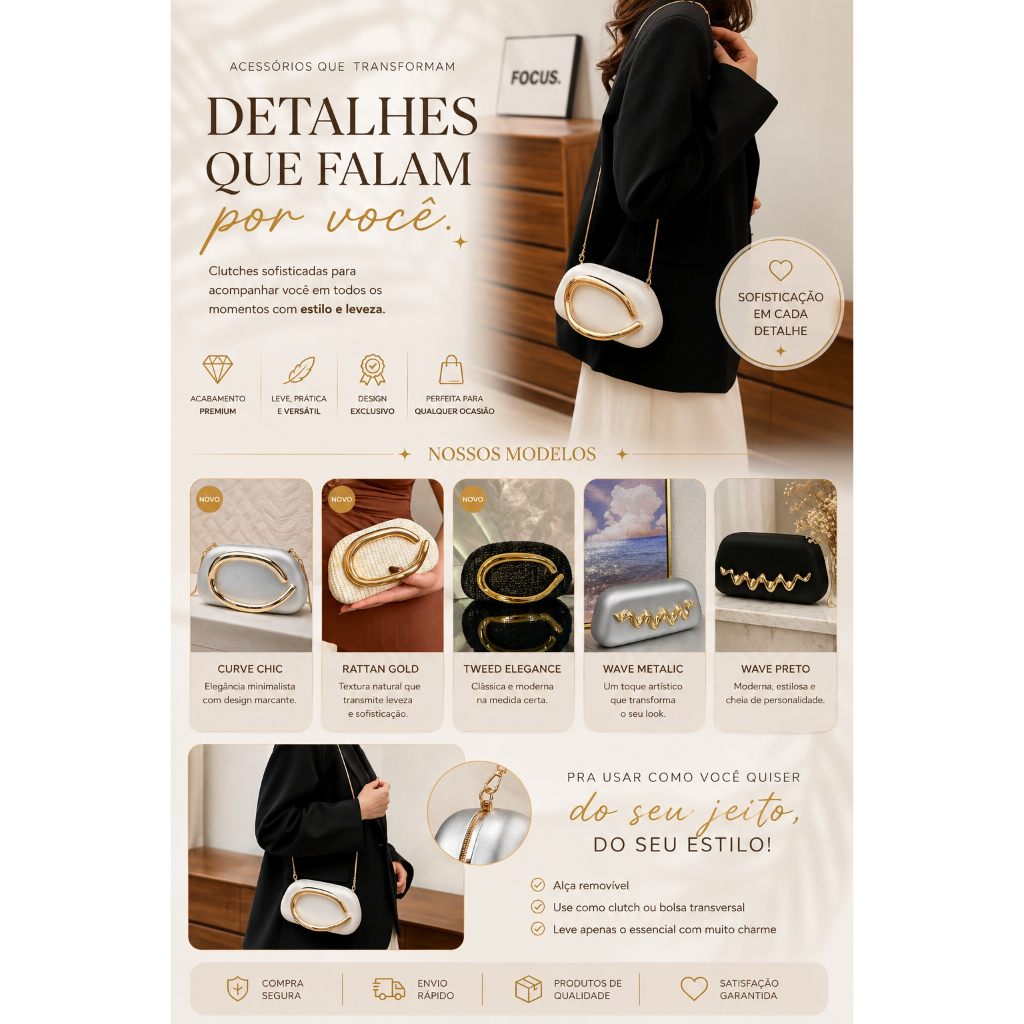 Bolsa CLUTCH Trançada de Palha  Com Alça Orgânica Embreagem Festa casamento Praia  Zar Verão Viagem
