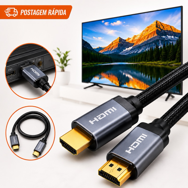 Cabo HDMI 4K Ultra HD Alta Velocidade para TV, Notebook, Monitor, PS5, Xbox e Pr