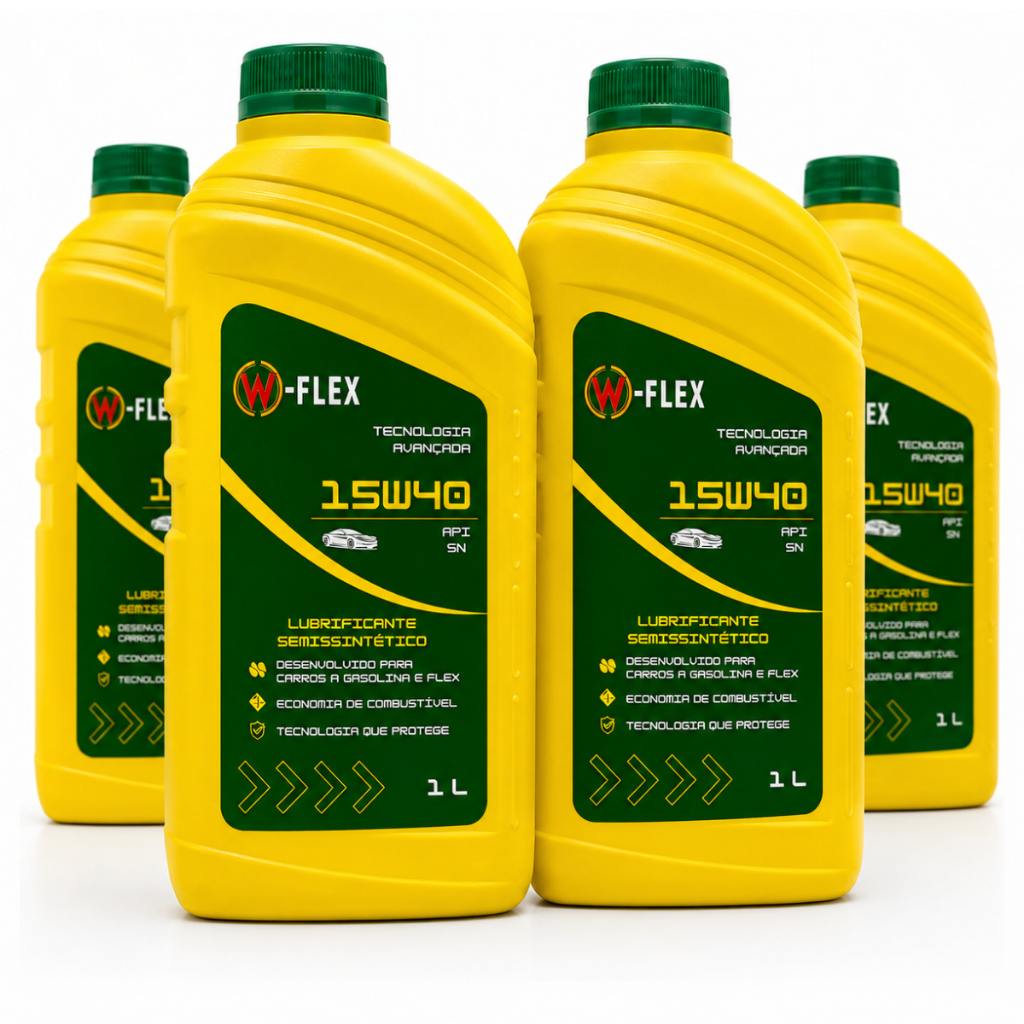 Kit 4 Óleos Motor W-Flex Sae 15w40 Api Sl Semi Sintético