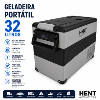 Geladeira Portátil Automotiva 32 L Quadrivolt APP Freezer Carro Caminhão barco Viagens lancha pesca