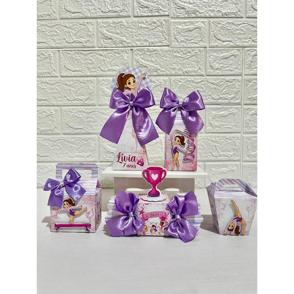 Kit Festa - Lembrancinhas Personalizadas Ginástica - Caixinha Personalizada - Papelaria Personalizada