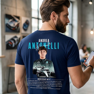 Camiseta Estampada Andrea Kimi Antonelli F1 corrida Lançamento Exclusivo Algodão Várias Cores Unissex Automobilismo
