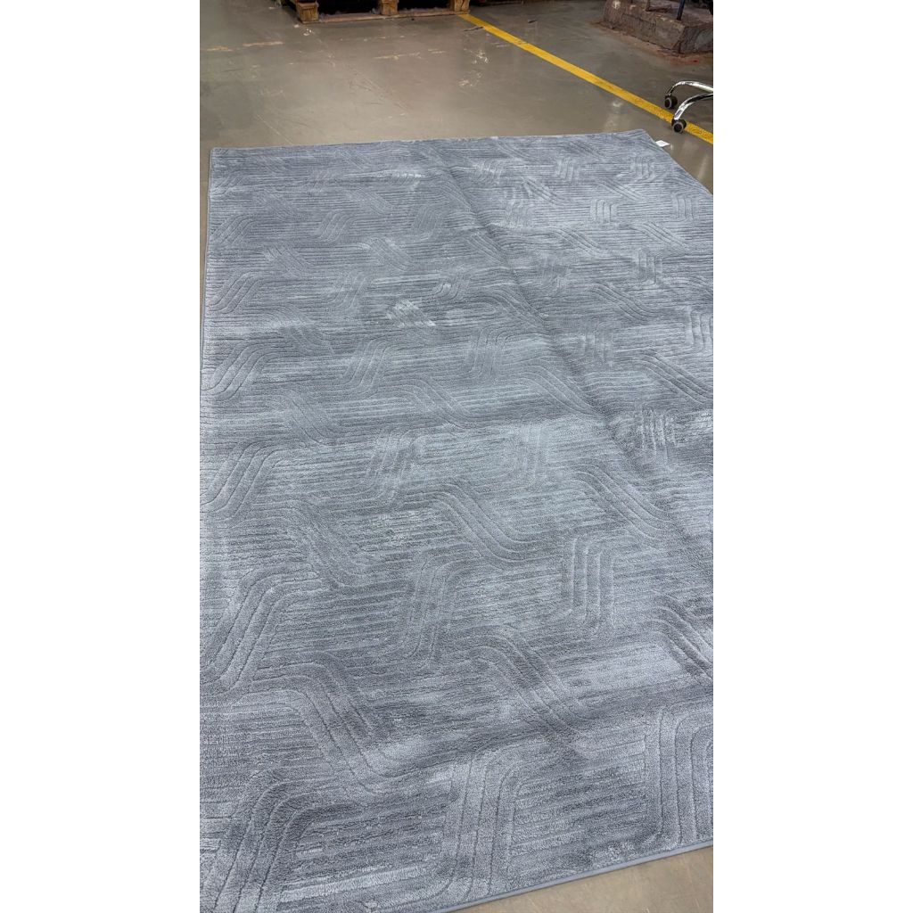 Tapete Sala Geométrico Cinza Macio Antiderrapante 2x2,4