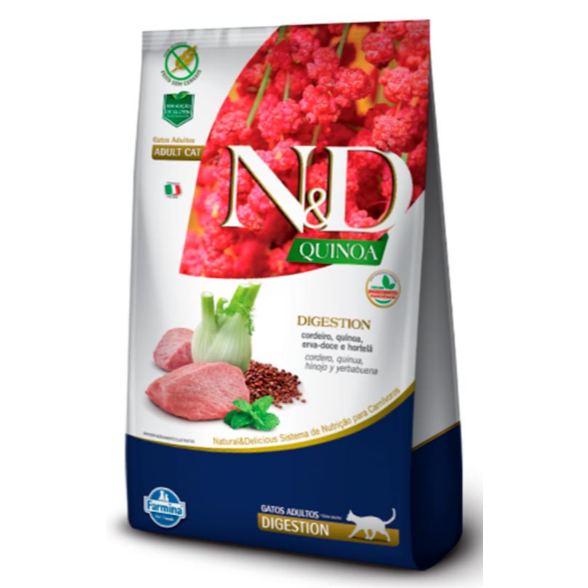 Ração Quinoa Digestion N&D para Gatos Adultos sabor Cordeiro 7,5kg