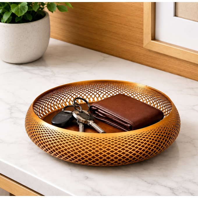 Porta Objetos Cesto Decorativo Organizador Mesa Porta Treco Chaves Relógio Bandeja Moderna Premium