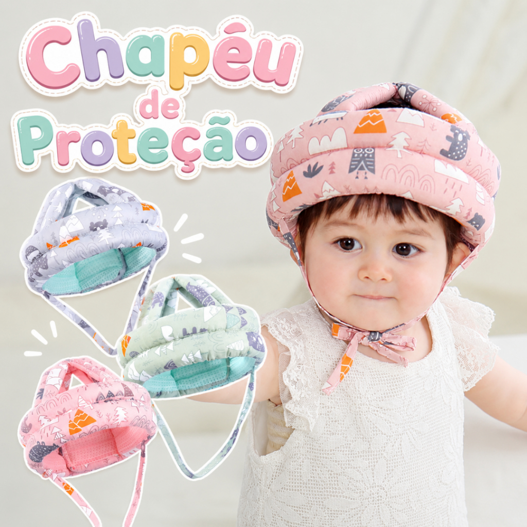 Chapéu De Proteção Almofadado Antiqueda Anti-Colisão Capacete De Segurança Ajustável Para Bebês