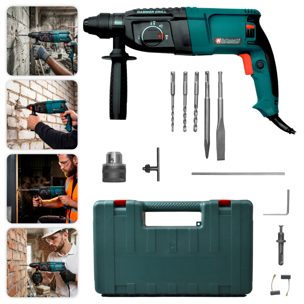 Martelete Furadeira de Impacto 1200w Rompedor Demolidor Perfurador Profissional Com Maleta Acessorios