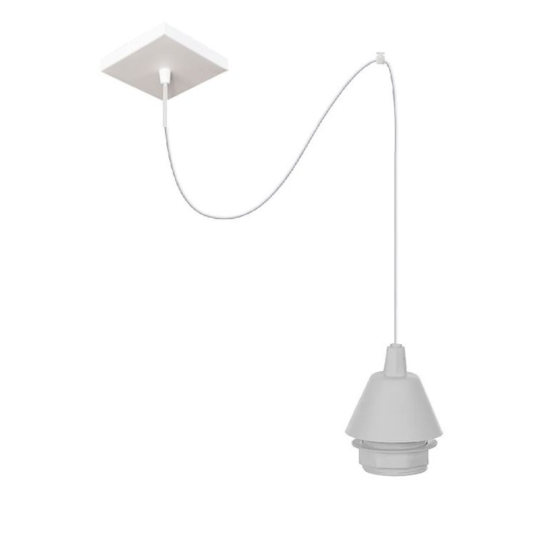 Pendente 2m Canopla Quadrad C/ Desv. Teto E Soquete Rosca Longa