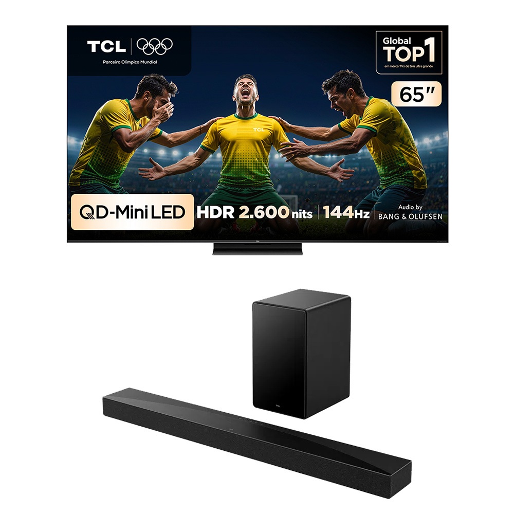 Combo Smart TV TCL 65 QLED Mini LED 4K C7K WiFi 144Hz 65C7K e Soundbar TCL Subwoofer 5.1…