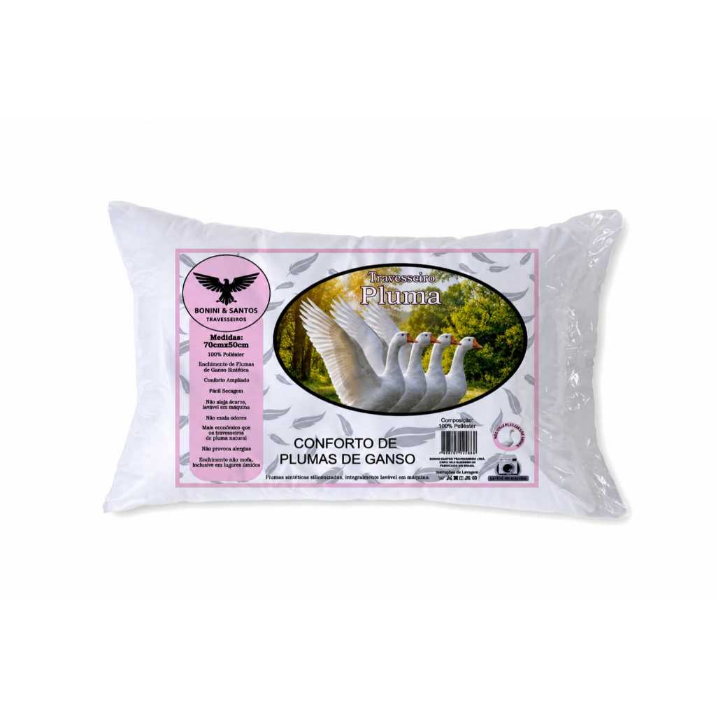 Travesseiro Toque de Pluma Pena de Ganso Antialérgico e Extra Macio 70x50cm