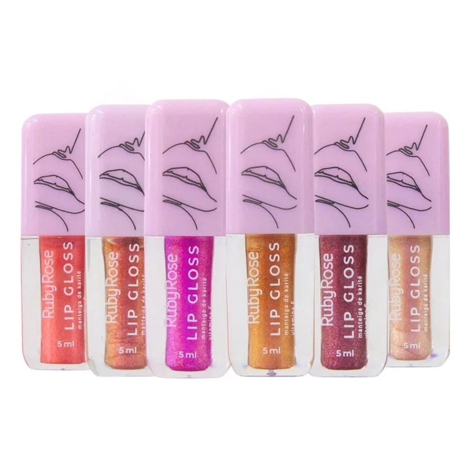 LIP GLOSS BRILHANTE - RUBY ROSE 6 CORES DISPONÍVEIS