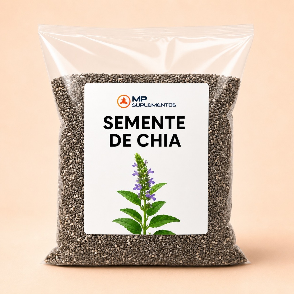 Semente de Chia 1kg Pura Natural Grãos Selecionados Rica em Fibras Ômega 3 Vegana Premium