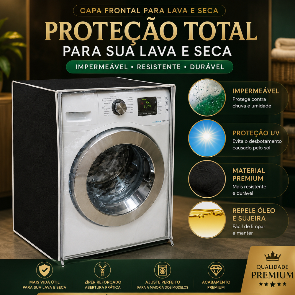 Capa De Maquina Lava E Seca Flanelada Abertura Frontal Visor Impermeavel Samsung Brastemp 10 A 17kg