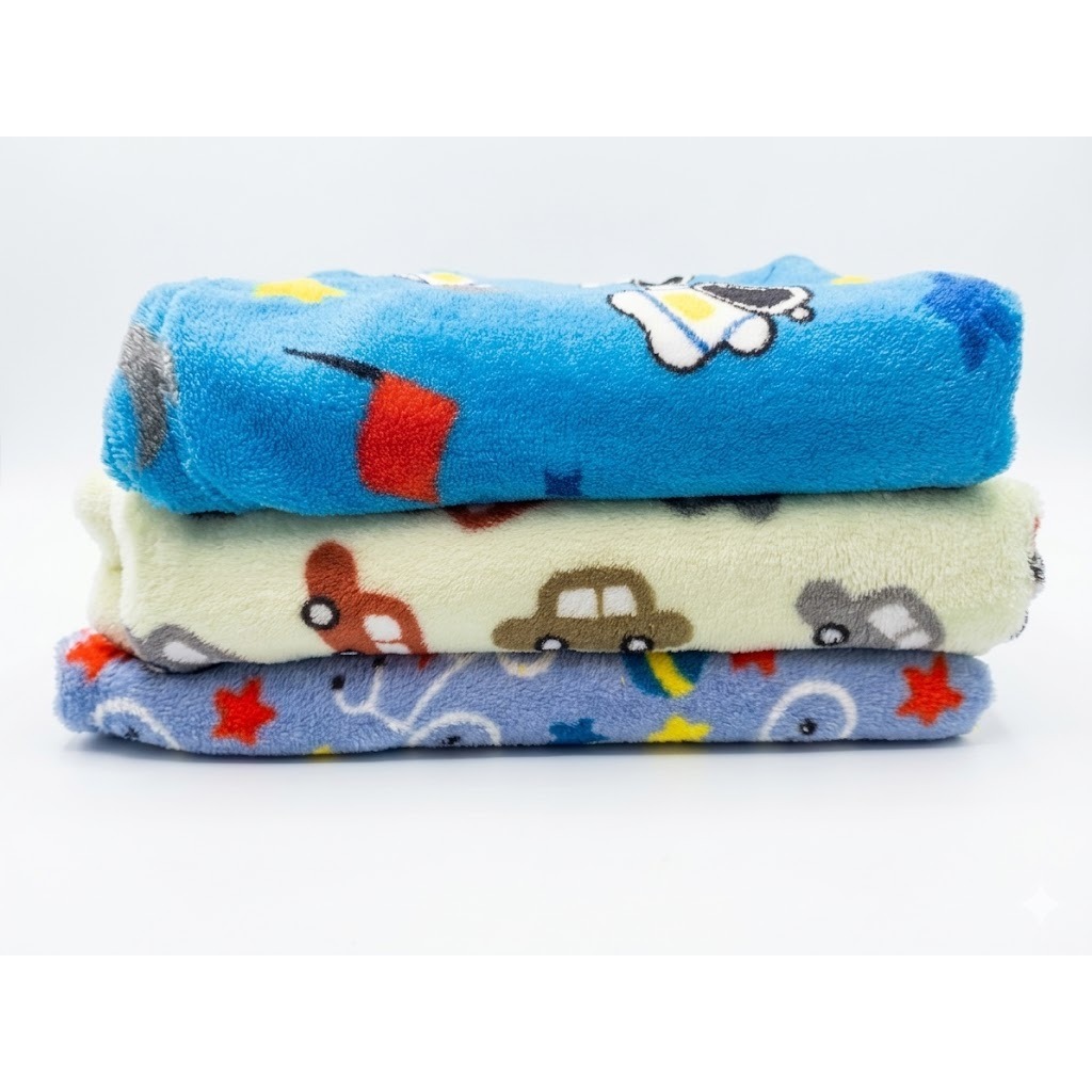 Kit 3 Mantas Cobertor Microfibra Infantil  Bebê Estampada