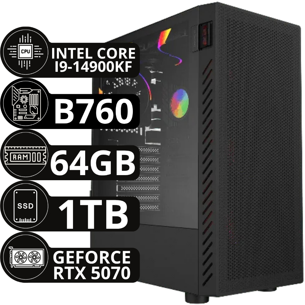 Pc Gamer Intel I9 14900kf 64gb Ddr5 Rtx 5070 Ssd 1tb Nvme
