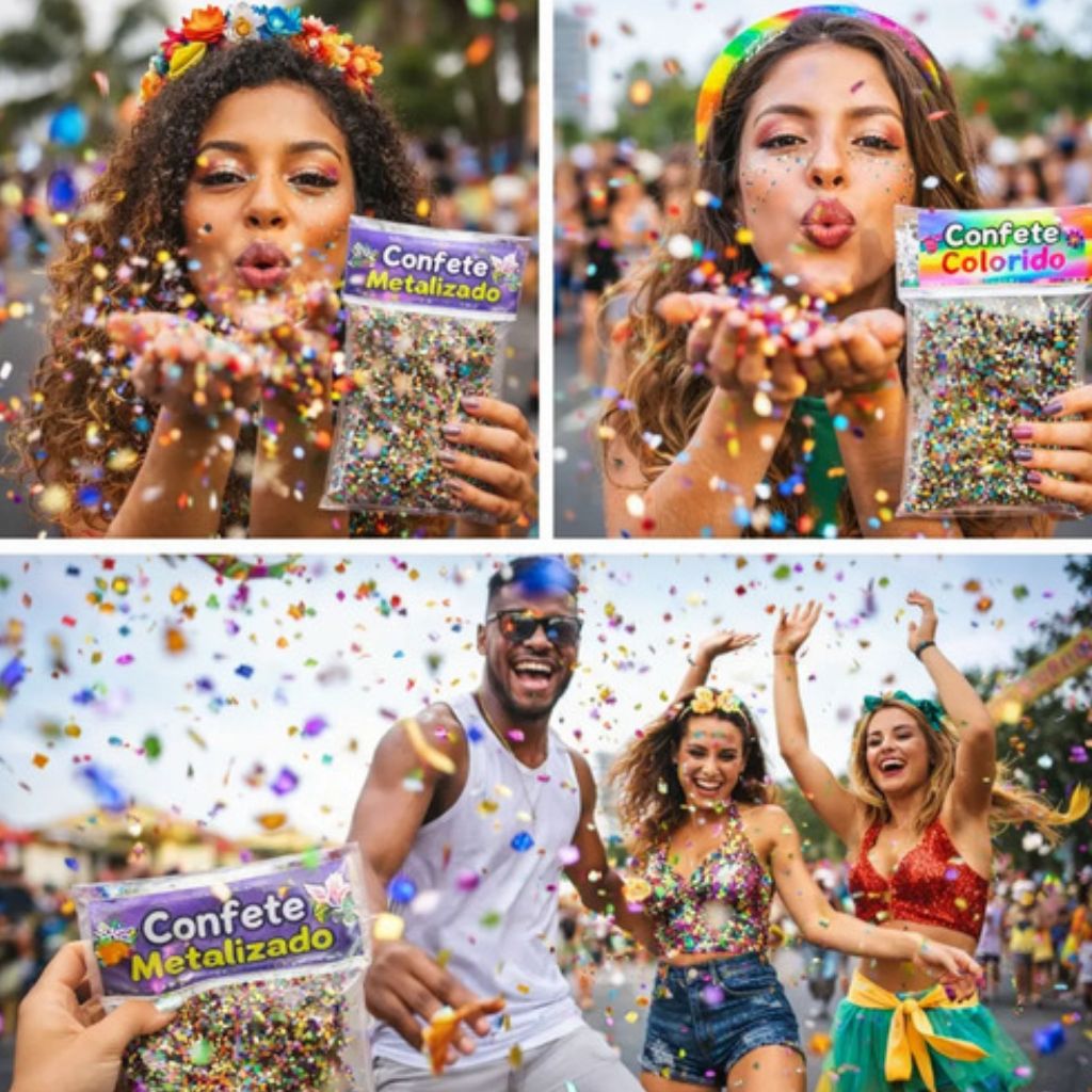 Confete Metalizado Carnaval Chuva Colorida 100g Festa Decoração