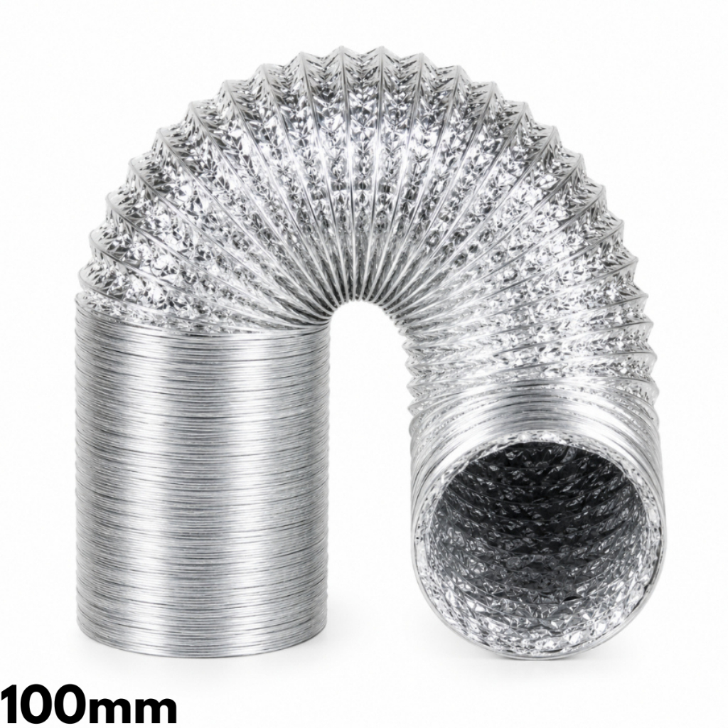 Duto Flexível 100mm 1 Metro Alumínio Tubo Exaustor Para Ventilação Saída De Ar