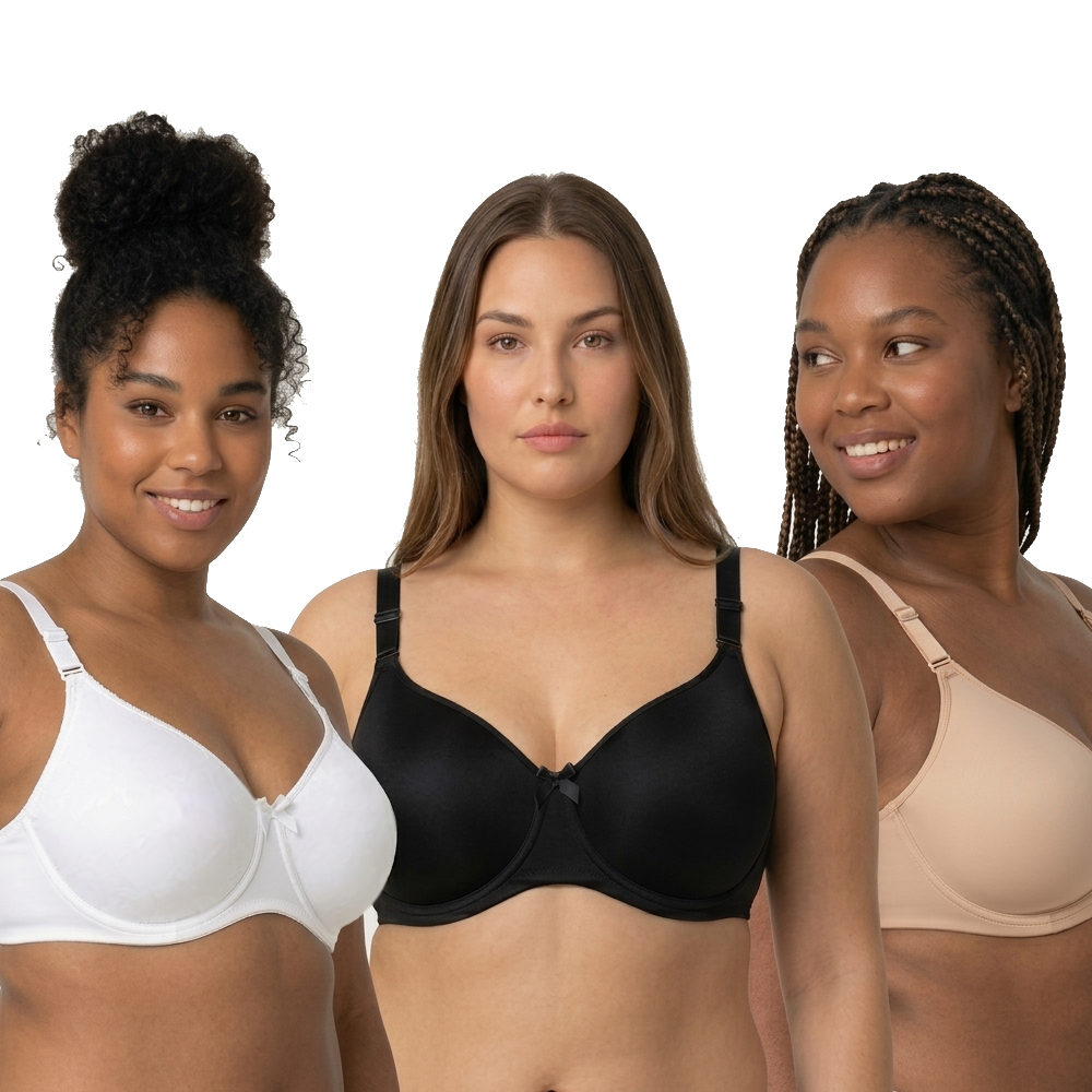 Kit 3 ou 2 Sutiãs Plus Size com Bojo e Aro Reforçado Alta Sustentação Alça Larga Regulável