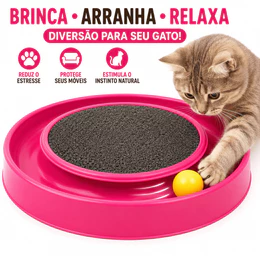 Arranhador para Gatos Redondo com Bolinha Brinquedo Pet Interativo Relax Antiestress Cat