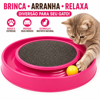 Arranhador para Gatos Redondo com Bolinha Brinquedo Pet Interativo Relax Antiestress Cat