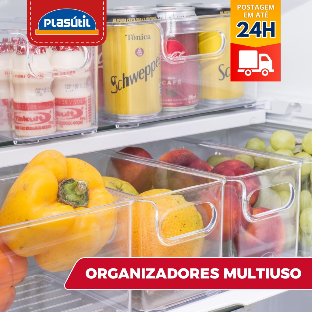 Organizador Multiuso Plasutil Geladeira Dispensa Cozinha Guarda e Conserva