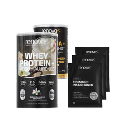 Kit Whey Protein Renova Be + Creatina Morning Shot Abacaxi + Sachês Sérum Firmador